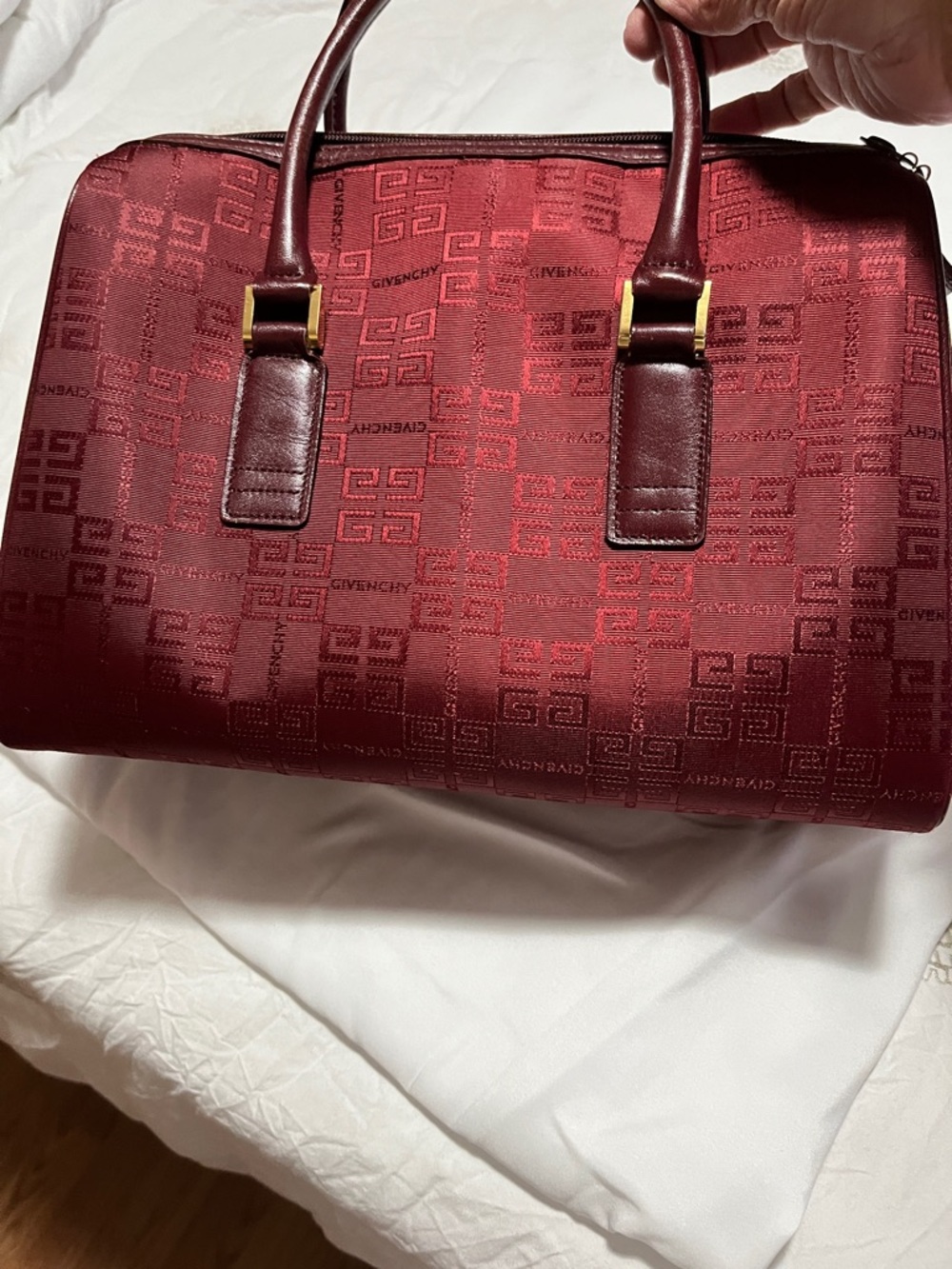Givenchy Deep Red Monogram Top Handle Satchel authentic - Picture 4 of 14